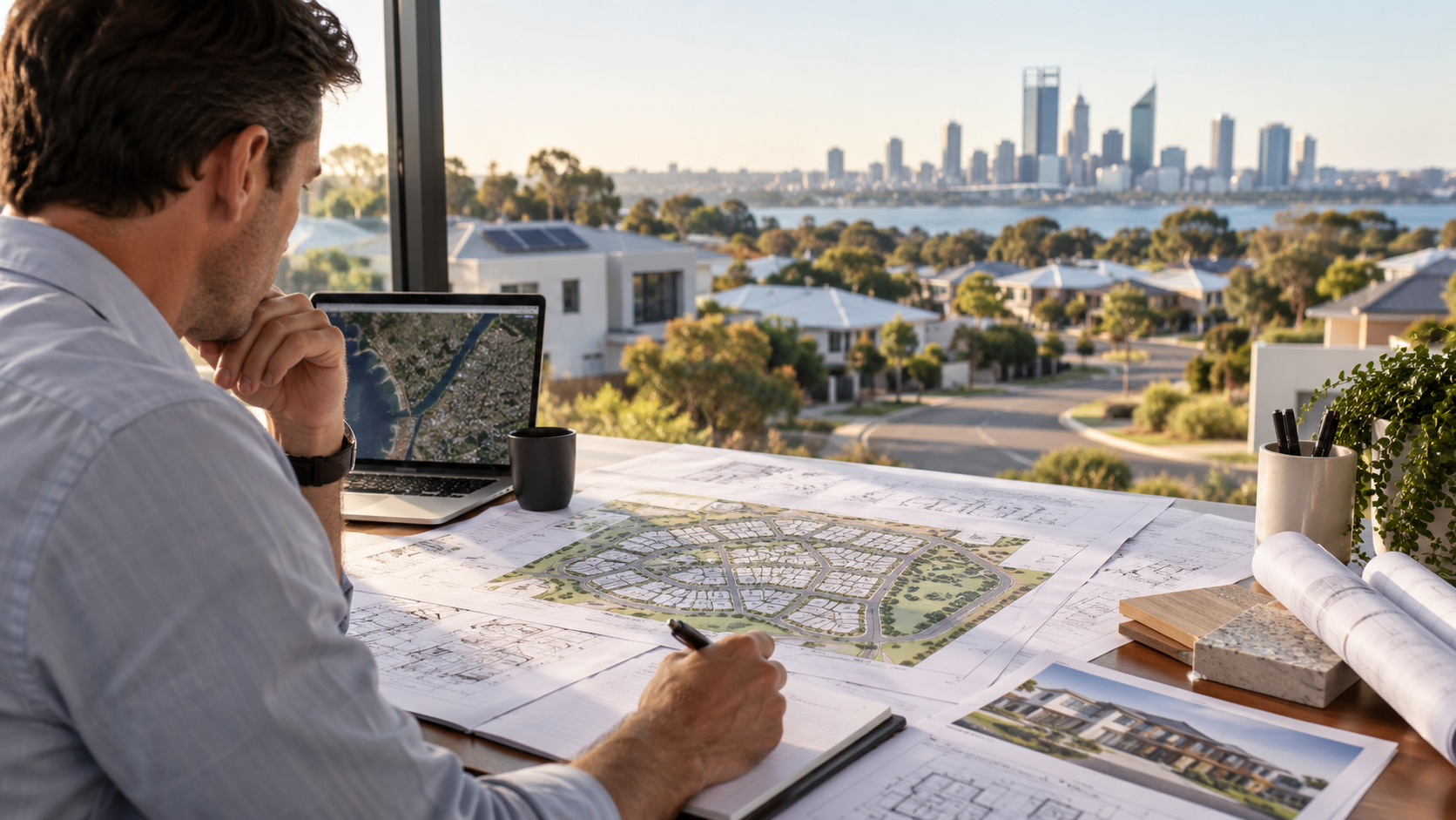 Urban Planner Reviewing Suburban Development Plans